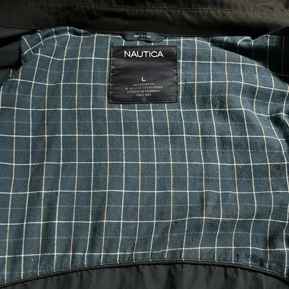 Imperfect Nautica jacket mens black large full zip jacket front & inside pockets - Picture 13 of 17